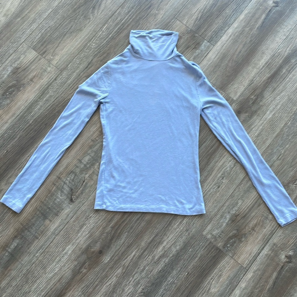 Lilac Cotton Ribbed Turtle-Neck Long Sleeve